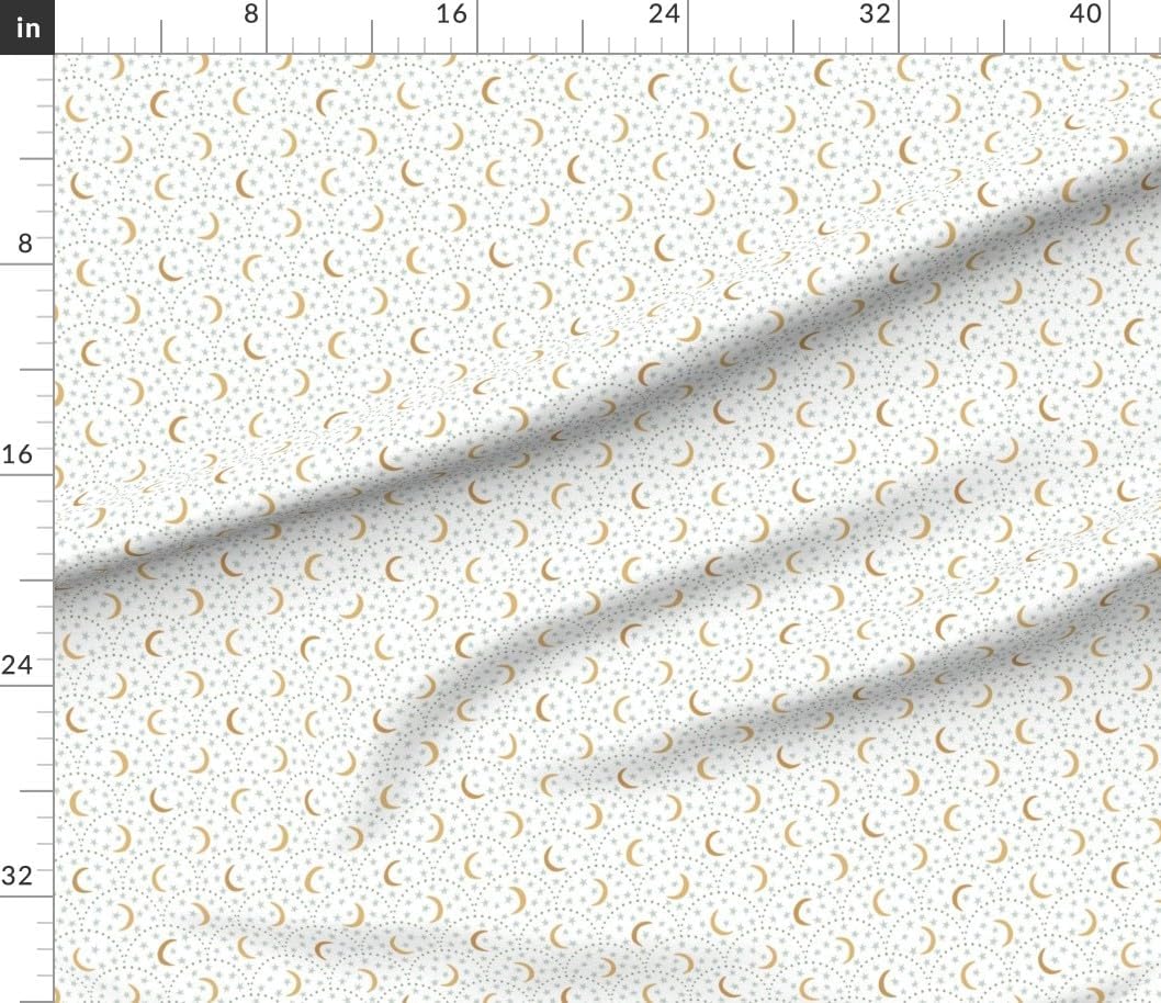Spoonflower Fabric - Celestial Moon Sweet Dreams Hand Drawn Stars Boho Baby Nursery Soft Printed on Petal Cotton Fabric Fat Quarter - Sewing Quilting Apparel Crafts Decor