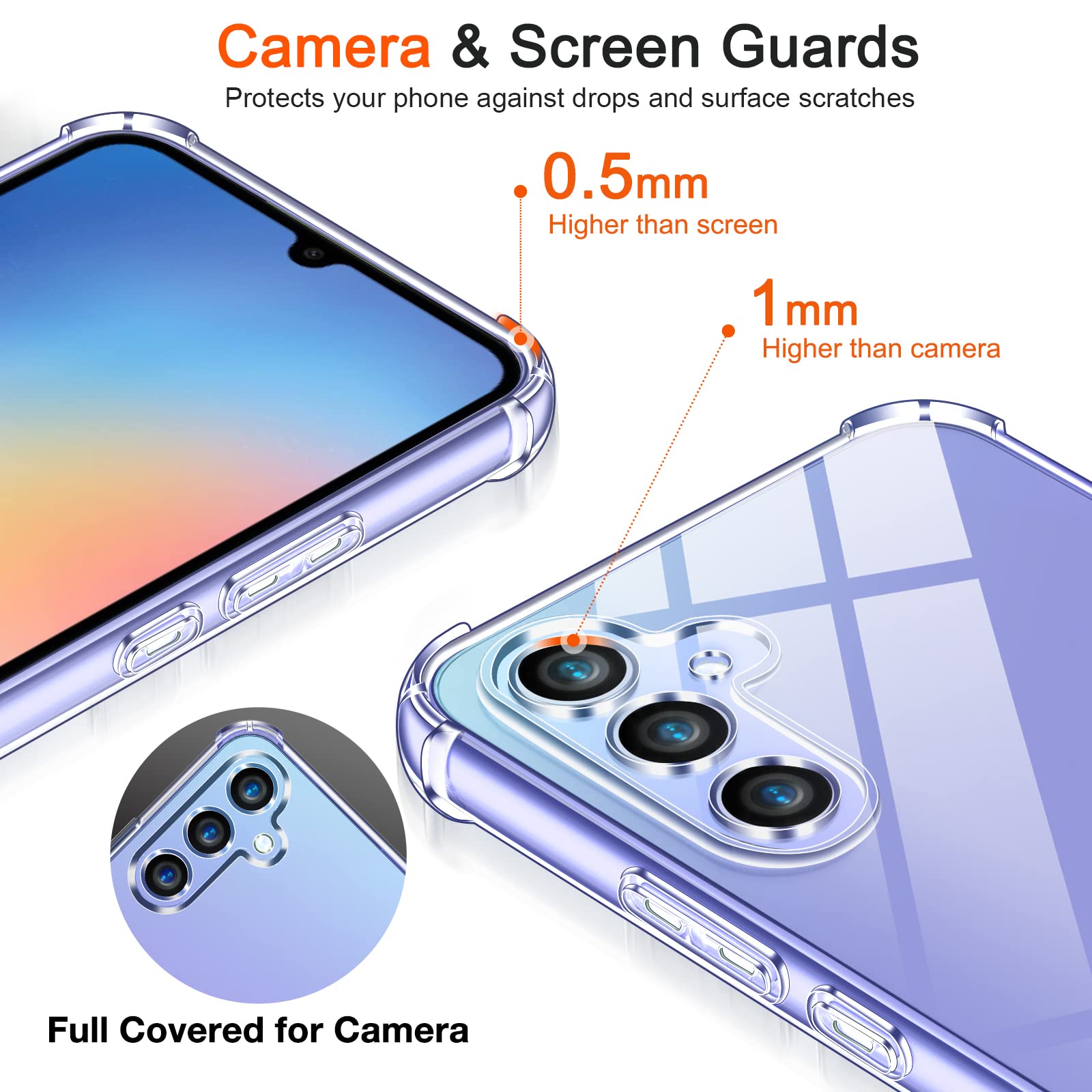 Lustree Back Cover Transparent Case Compatible with Samsung Galaxy A34 5G | Clear + TPU Case with 4 Corner Air Cushion Protection & Camera Protection | Slim& Stylus Cover — Amazon image 3