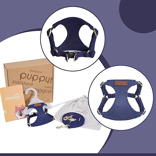 Miniatura 3 de Arnés para cachorros Puppytie XXS sin tirones con correa multifuncional para perro, suave ajustable, sin estrangulamiento, a prueba de escapes, azul