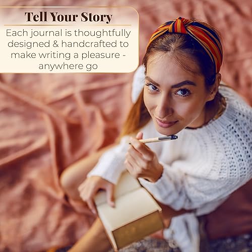 Miniatura 8 de Diario de cuero con páginas en blanco, planificador diario y organizador, diseño de brújula, diario de escritura encuadernado en cuero para mujeres