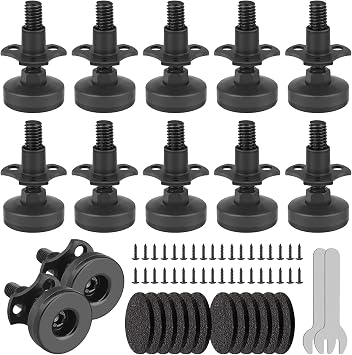 3/8-16 Thread Adjustable Leveling Feet Furniture Levelers, Heavy Duty Leg Levelers Furniture Legs for Table/Cabinet/Chair/Sofa/Workbench-Large Base Supports 3960LBs, 12 Pack
