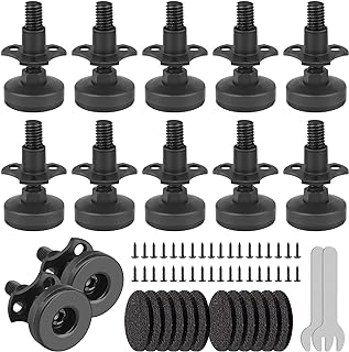 3/8”-16 Thread Adjustable Leveling Feet Furniture Levelers, Heavy Duty Leg Levelers Furniture Legs for Table/Cabinet/Chair/Sofa/Workbench-Large Base Supports 3960LBs, 12 Pack