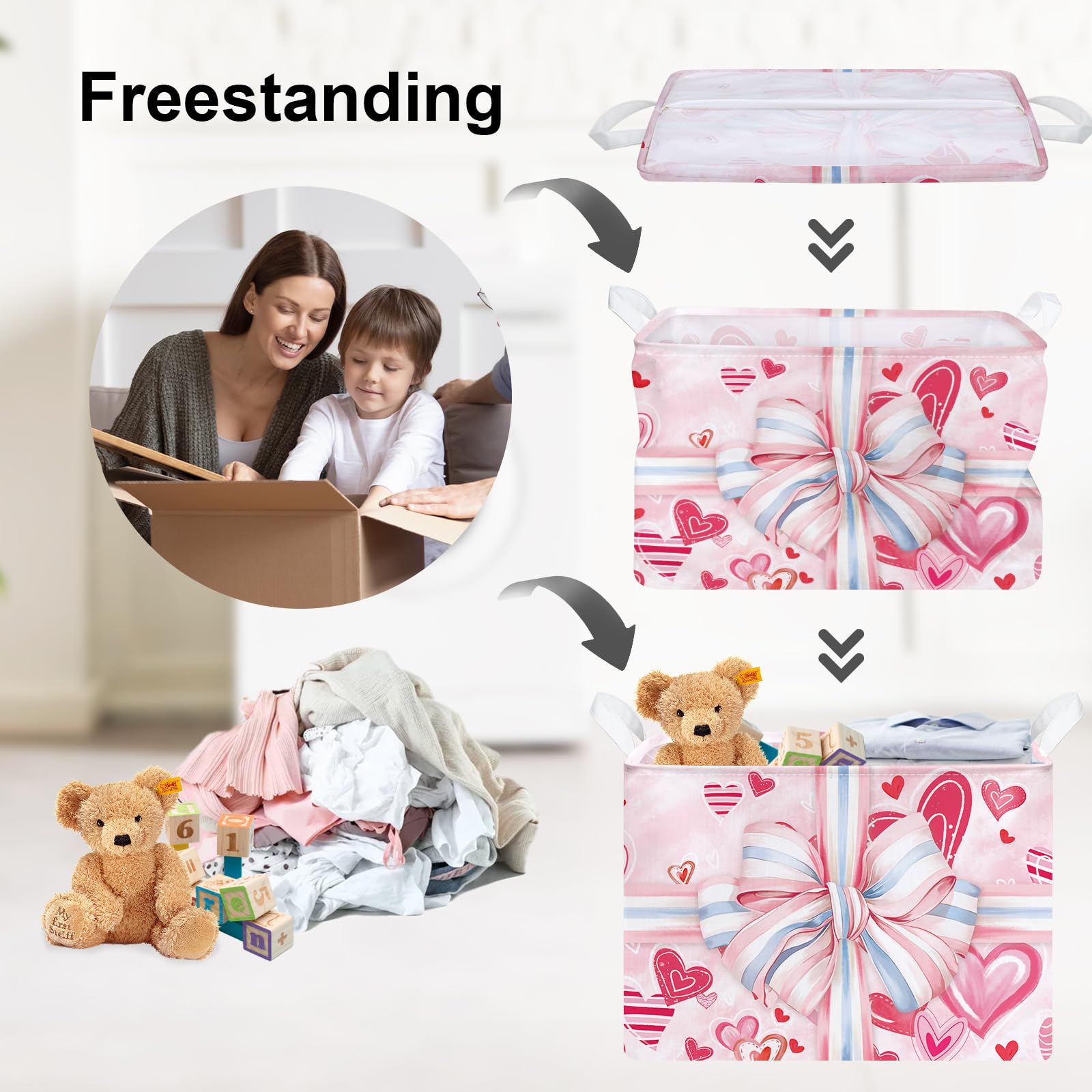 Clastyle Wäschekorb Kinder - Rosa Faltbar Mit Henkel 40x30x30cm