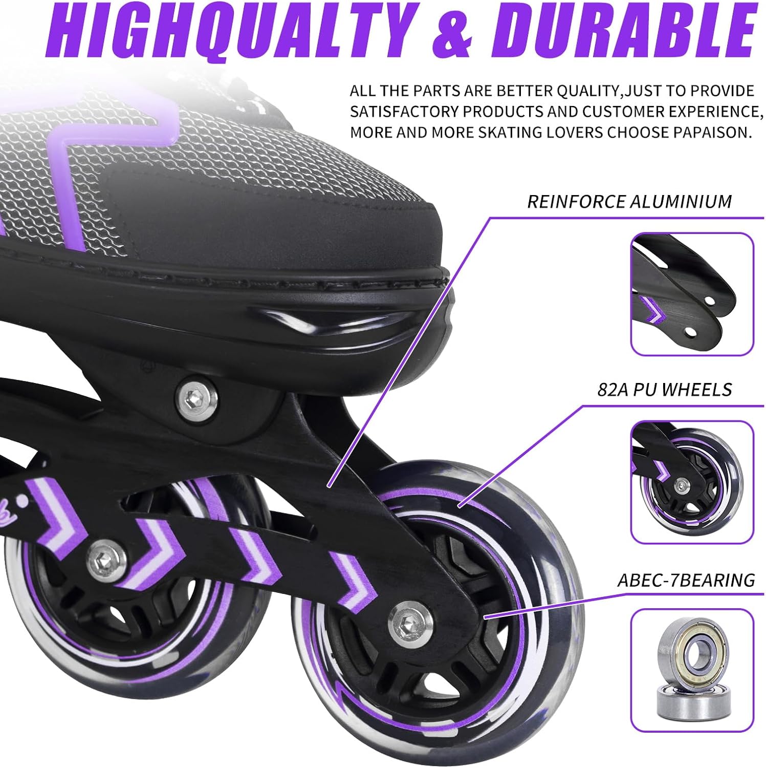 MammyGol Inline Skates for Adults Kids, Adjustable Aggressive Durable Roller Skates with Giant Wheels, High Performance Skates for Men Women Boys Girls