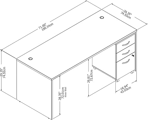 Miniatura 3 de Bush Business Muebles stc013sg Studio C computadora y archivo, 72" x 30," Storm Gray, Madera, Blanco