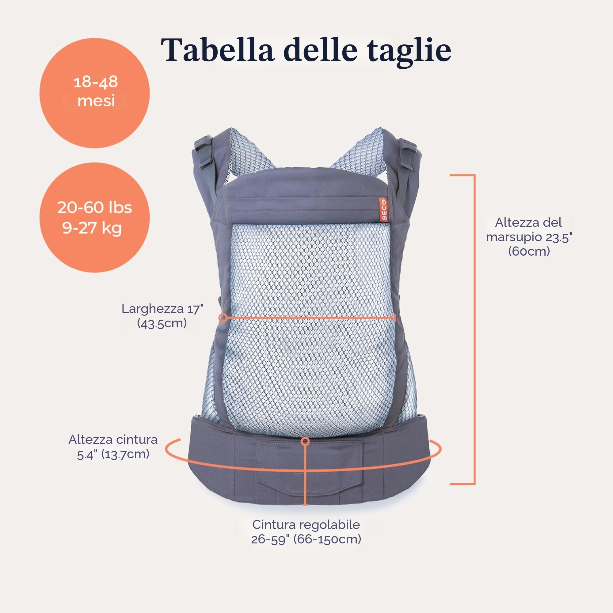 Beco Toddler Marsupio Ergonomico per Bambini - 2in1 Con Seduta Extra Ampia, 100% Poliestere Maglia 3D ad alte prestazioni, Fascia Elastica Porta Bimbi, Leggera e Traspirante, Porta Bebè da 9 a 27kg