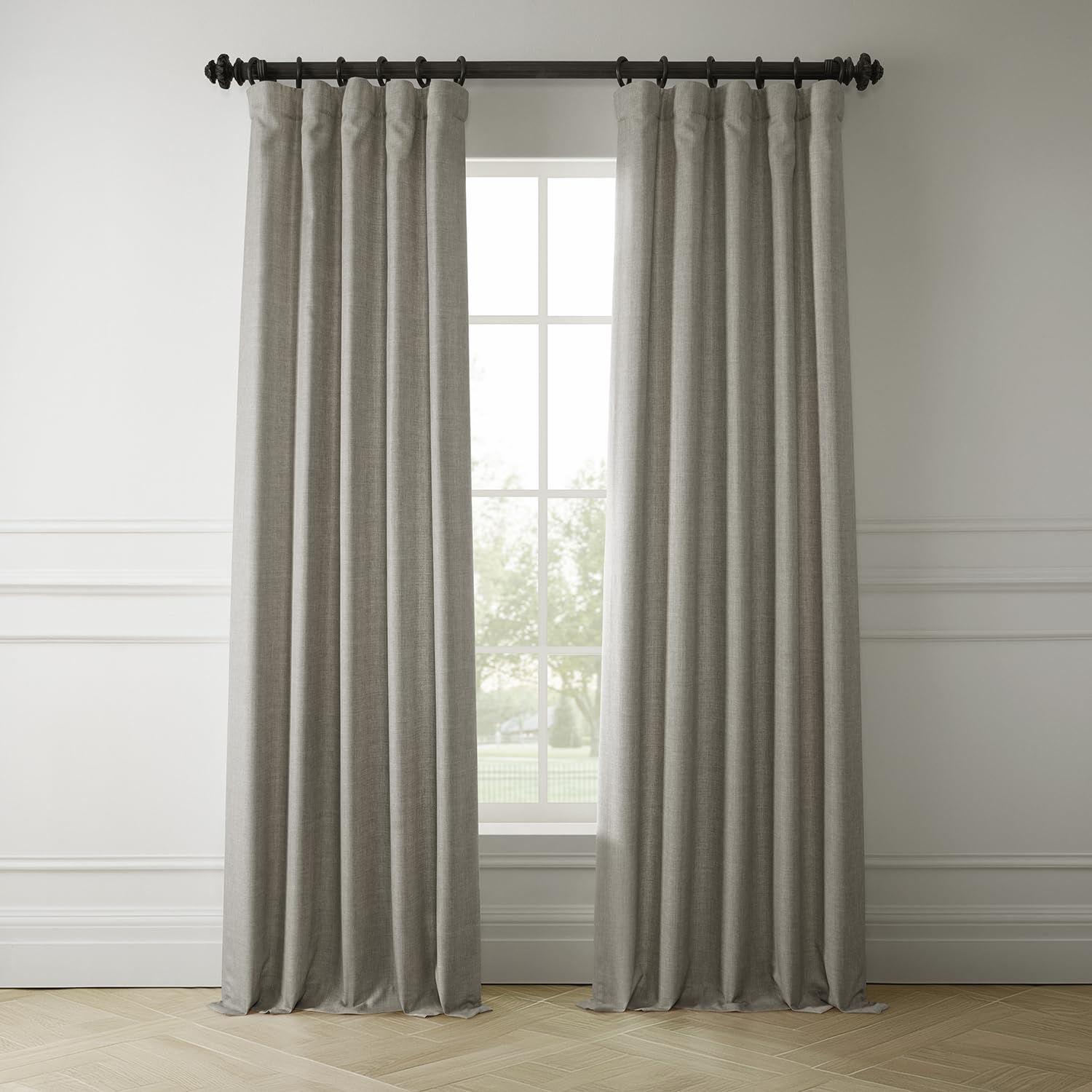 HPD Half Price Drapes Italian Faux Linen Curtains 108 Inches Long Room Darkening Curtains for Bedroom and Living Room 50 X 108, (1 Panel), Taupe Grey