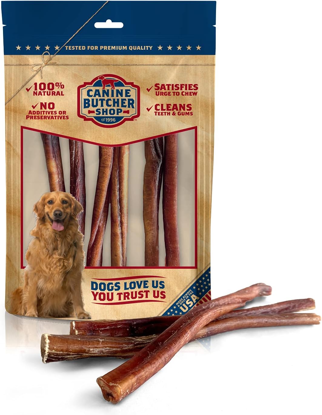 Bully Sticks Raised & Made in USA, 10-inch (Pack of 6), Odor Free, All-Natural Dog Chews, Treats