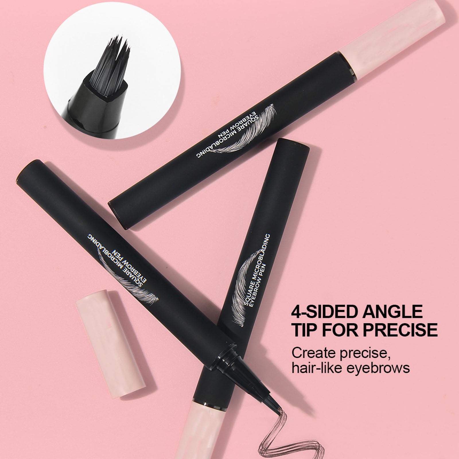 Square Eyebrow Pen, Ultra-Fine Bristle Tip for Natural Hair-Like Strokes, Waterproof Smudge-Proof Brow Tint Gel - Image 3
