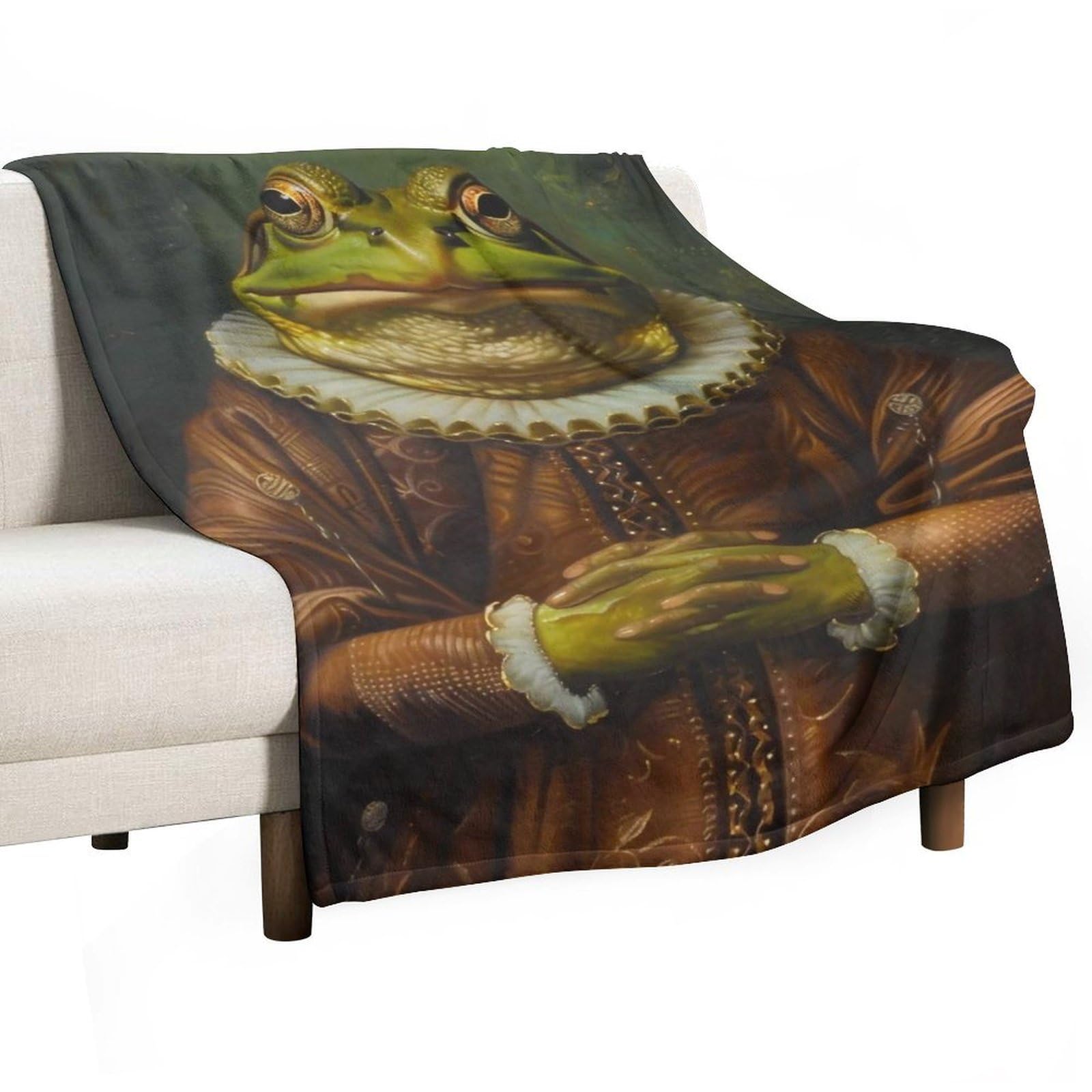 YHGSREUOH Frog Mona Lisa 01 Flannel Blankets Fleece Soft Throw Lightweight Plush Gifts for Couch, Bed, Cozy Sofa Plush, Chair, Lovers 130x175cm(50x70in)
