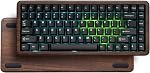 Womier 75% Mechanical Keyboard Wireless with Wood Natural WD75 V2 QMK/VIA | Gaming Creamy Keyboard 8000mAh Battery, Tri-Mode Key Board RGB Hot Swappable with PBT Keycaps-POM Linear Switch,Black