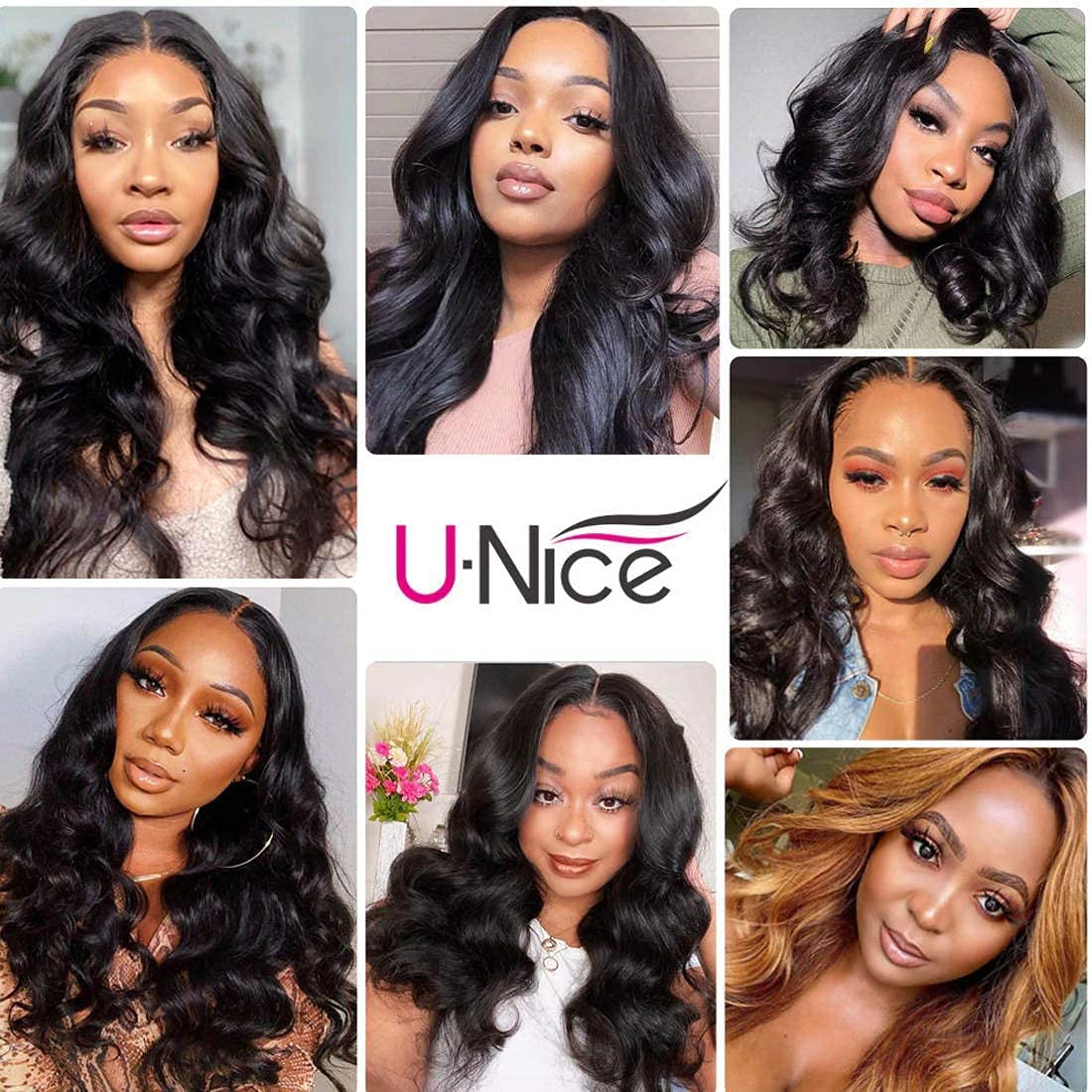 UNice Hair Icenu Series 8a Indian Body Wave Virgin Hair 3 Bundles, 100% Unprocessed Human Hair Extensions Weave Natural Color (18 20 22 inches)
