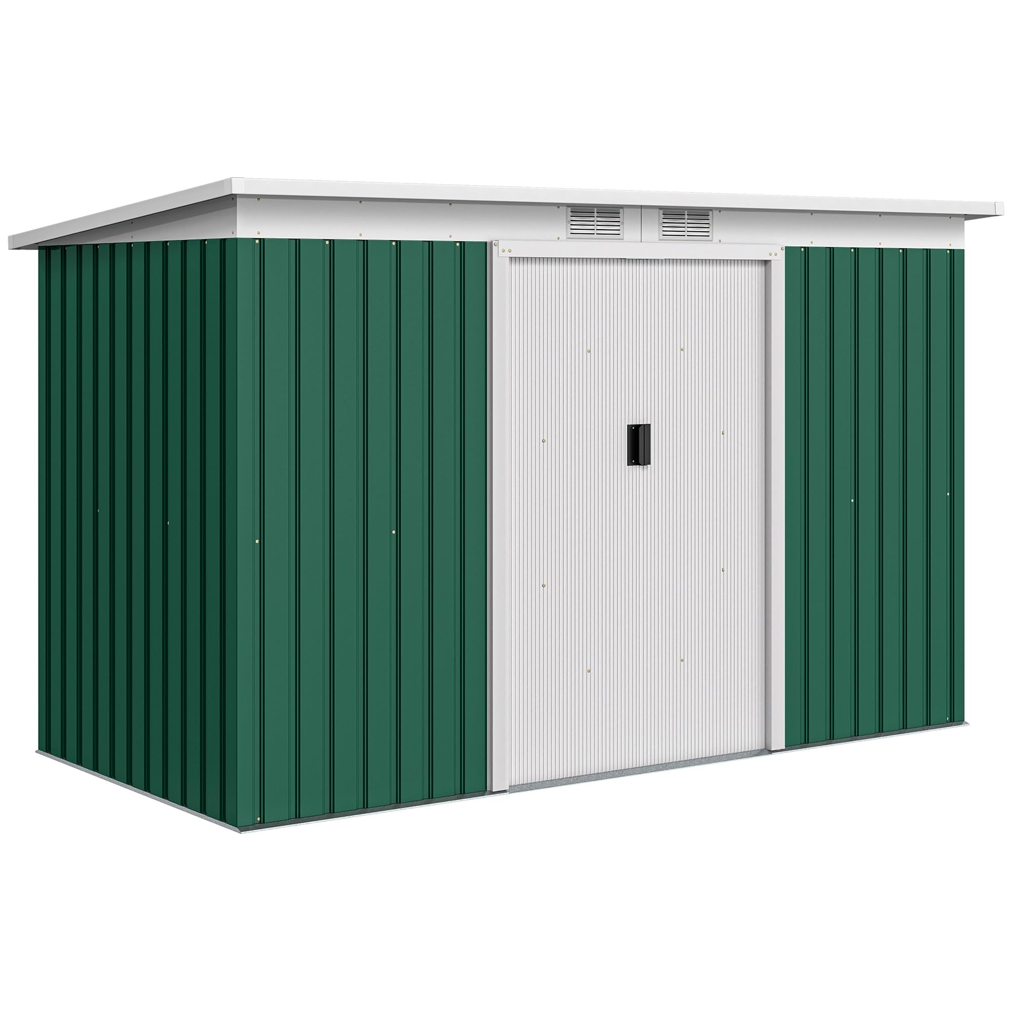 Outsunny Caseta de Jardín Exterior 3,2 m², 280x130x172 cm, Cobertizo de Jardín Exterior Metálico con Puerta Corredera, Techo Inclinado, Base Refuerzo (Suelo NO Incluido) y 2 Ventanas, Gris Claro — view 14