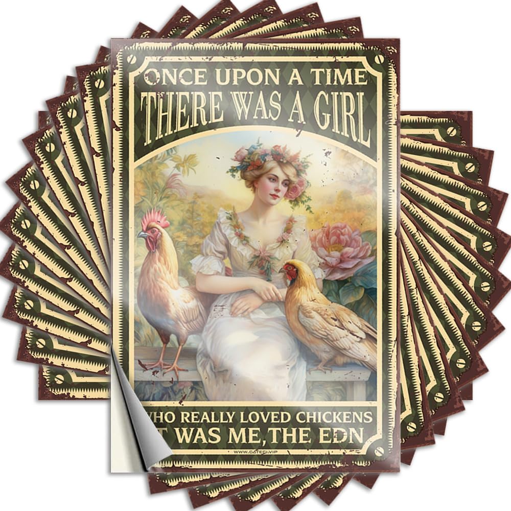 Vintage, Decal Bumper Once Upon A Time There was A Girl Who Really Loved Chickens It was Me The End | Christmas Cool Wall Decor(6X9CM)