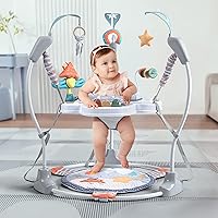 Vista 5 de Centro de Actividad para Bebé, Centro de Actividad con Saltador para Bebé con Música, Juguetes Interactivos, Asiento Giratório de 360°, 3 Alturas