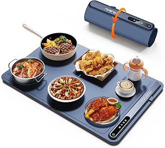 Electric Warming Tray - Whole-Surface Heating, Rollable & Portable, Premium Silicone Nano-Material, 3 Temperature Settings, Auto Shut-Off - Ideal for Gatherings, Parties, and Everyday Use