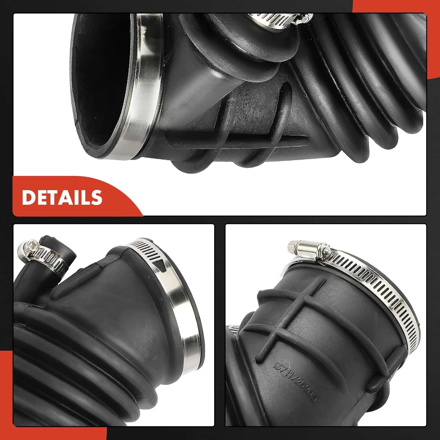 A-Premium Engine Air Intake Hose Tube W/Clamps [fits SOHC, 6Cyl 2.5L, Automatic Transmission] Compatible with BMW [3 Series E30] 325i 1988-1993 & 325is 1988-1991, 325iX 1988-1991, Replace# 13711726205