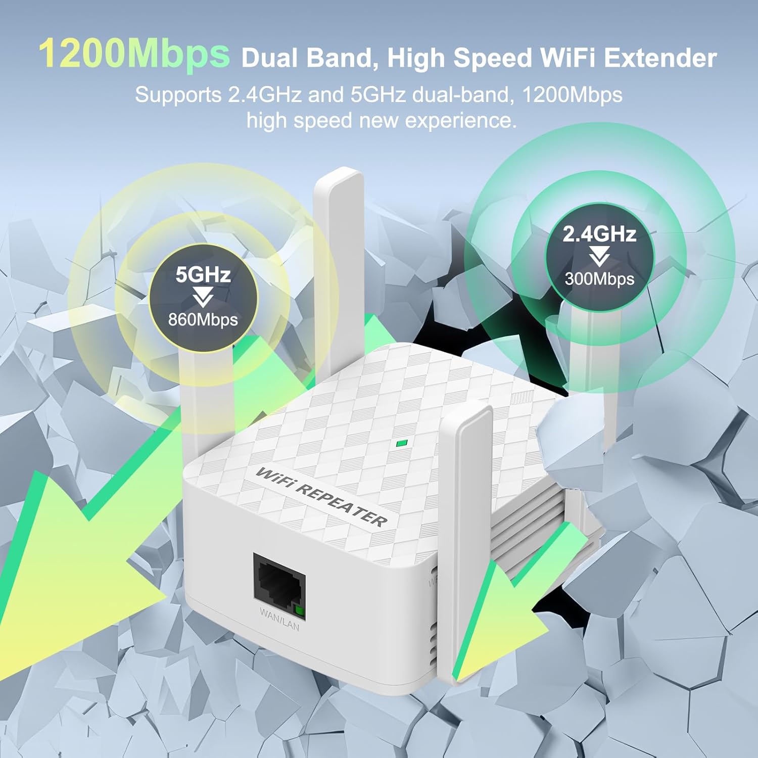 AC1200 WiFi Extender A17-2.4G/5G Repeater, 8470 Sq.ft Coverage, Dual Modes, Ethernet Port for Gaming/Streaming - Image 4