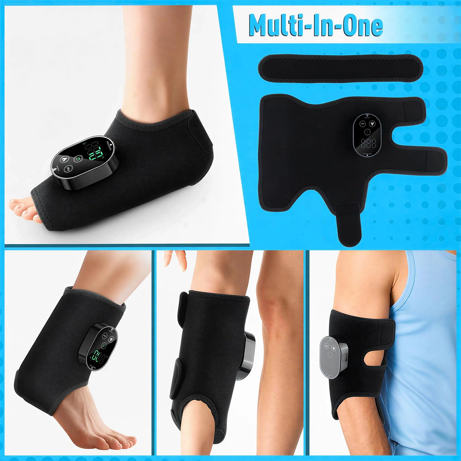 Fußmassagegerät mit Wärme, Vibration & EMS für Füße und Knöchel, kabelloses heated vibrating foot massager für Zuhause, Büro, Sofa und nach dem Sport (BK-2Pcs)