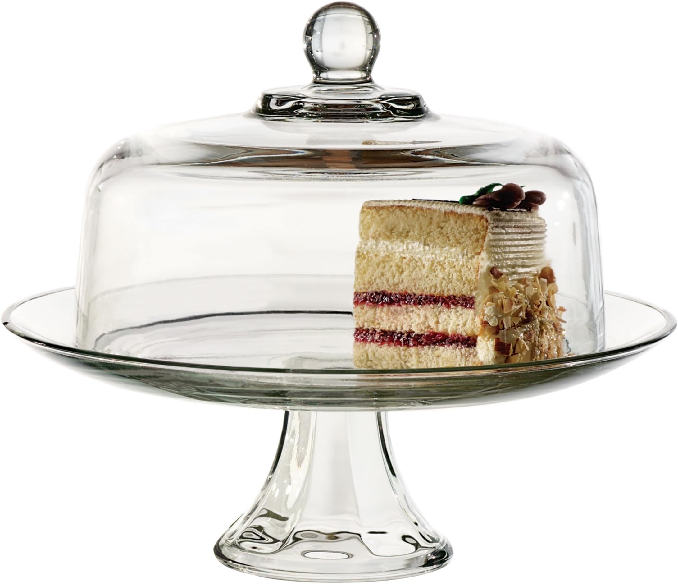 Anchor Hocking Presence Footed Cake Set with Dome (2 piece, all glass, dishwasher safe) , Color - Clear/Presence