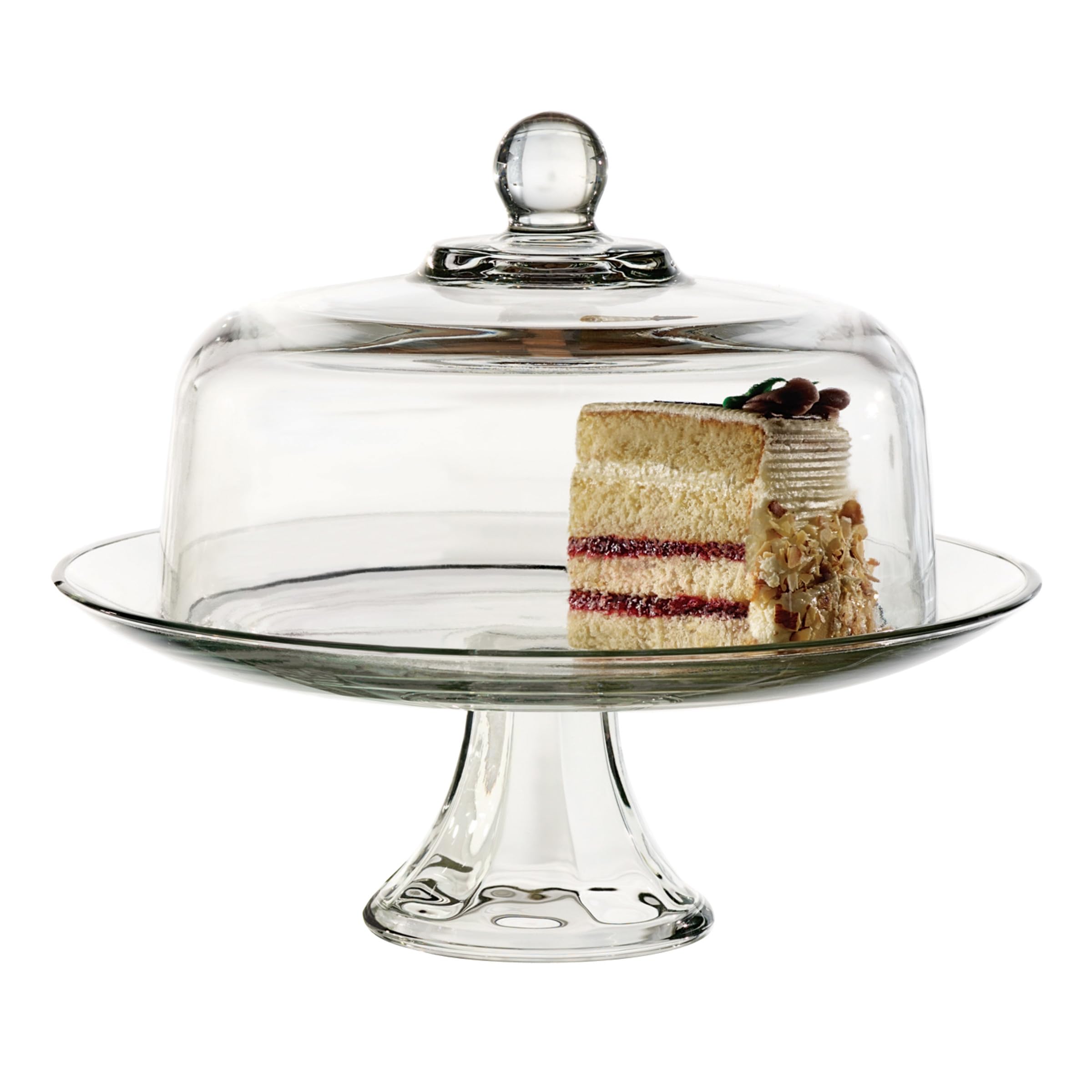Anchor Hocking Cake Plateau Presence with Bell Jar on Foot, White, 33 x 33 x 27 cm