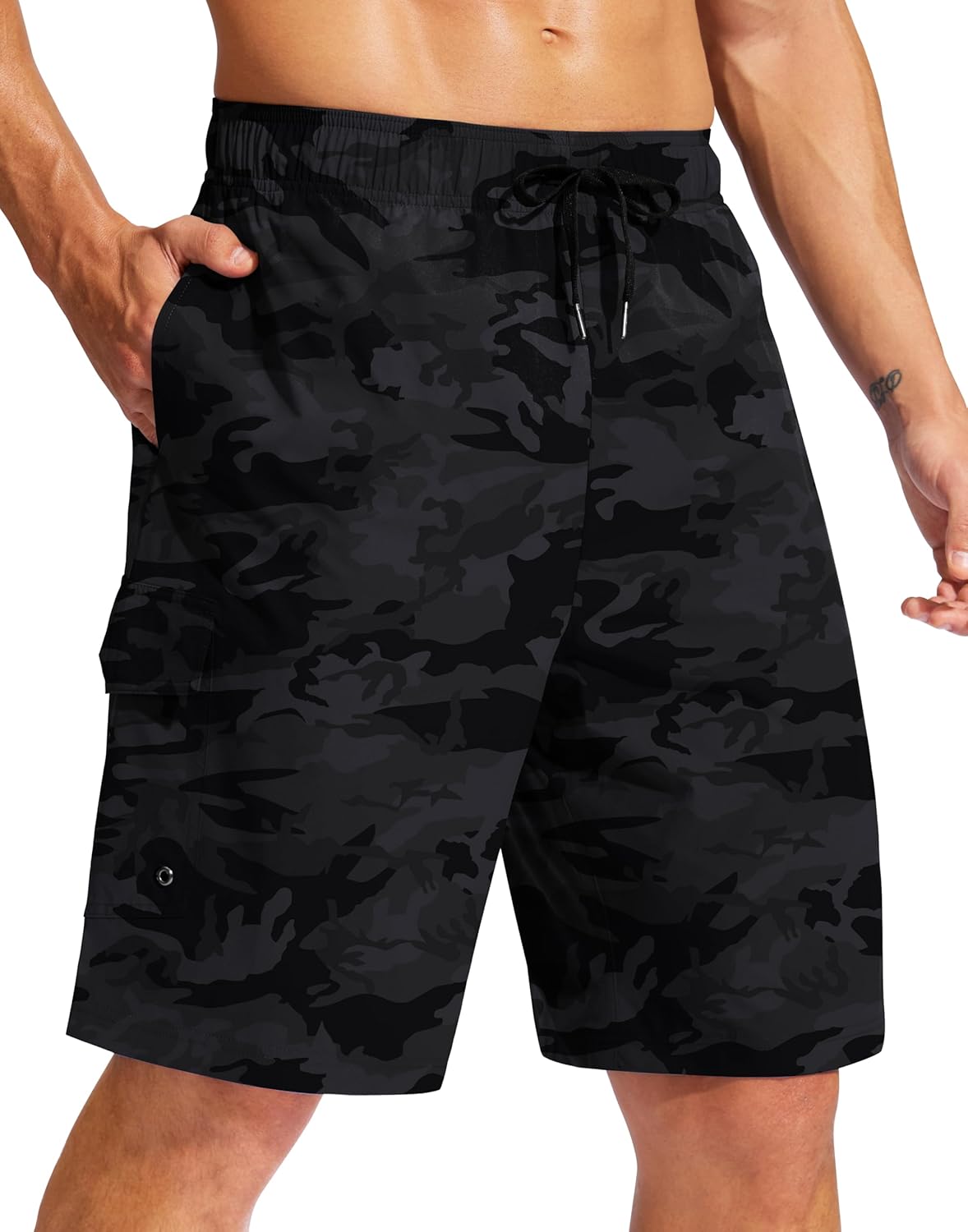 Men's Swim Trunks No Liner 9" Board Shorts Quick Dry Bathing Suit Swimming Beach Shorts for Men with 3 Pockets