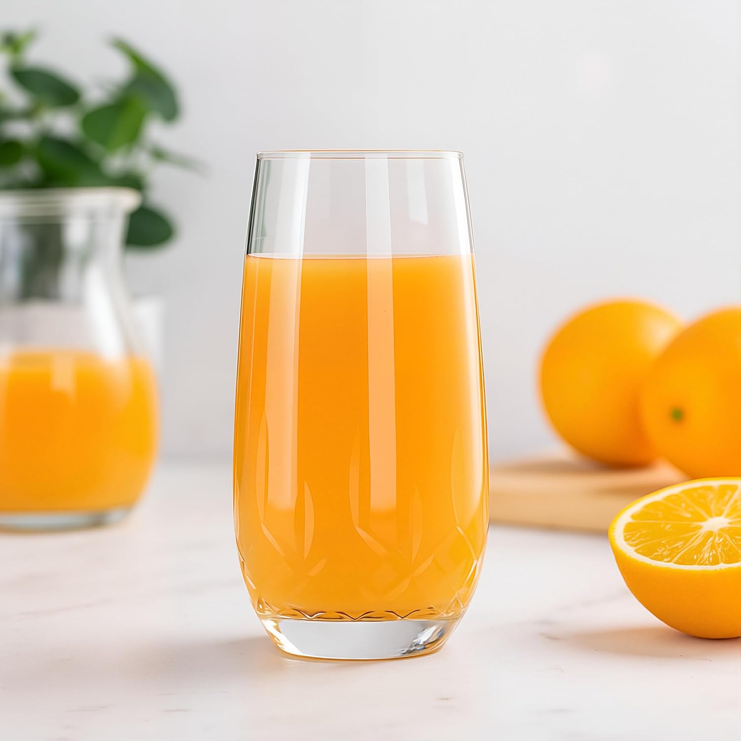 SHOSHIN Hand-Cut Highball Glasses – 17 oz Set of 4, Premium Lead-Free Crystal Drinking Glasses with Classic Pattern, Perfect for Water and Collins Cocktails, Dishwasher Safe