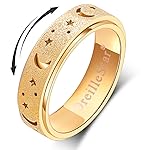 OreilleStar Anxiety Ring for Women Fidget Ring Spinner Rings Stainless Steel Moon Star Fidgit Ring for Women Gold Plated Size 6