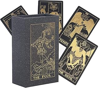 Jayiaine Rider Waite Tarot, Waterproof Tarot Cards Set for Beginners Expert Readers (English Language), with Tarot Table Blanket, Board Game for Family Celebrations,Black