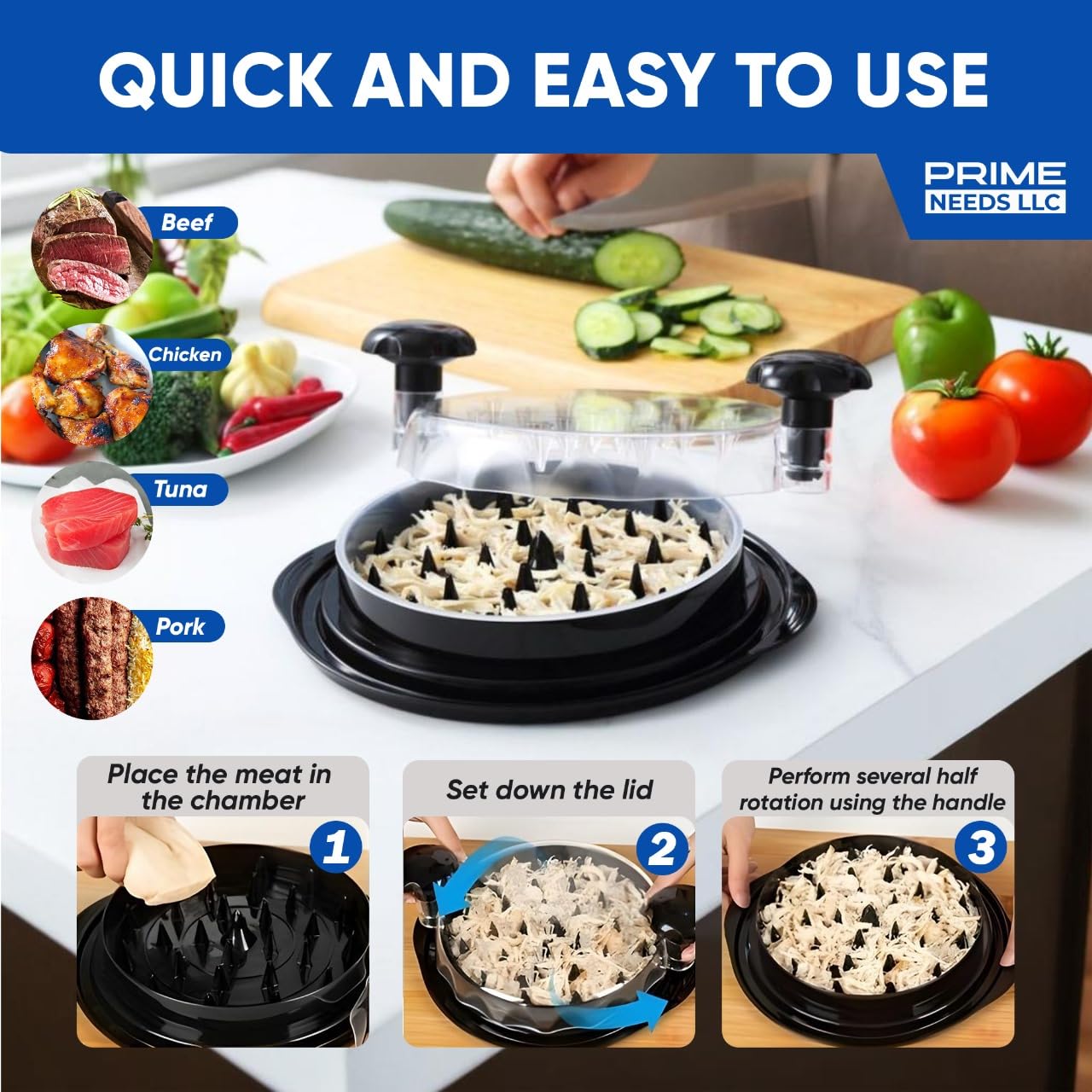 Manual Chicken Shredder Tool Twist – Large BPA-Free Heat Resistant, Chicken Breast & Beef Shredder with Tray Dishwasher Safe Handheld Shredder for Pulled Pork, Kitchen Gadget 2025