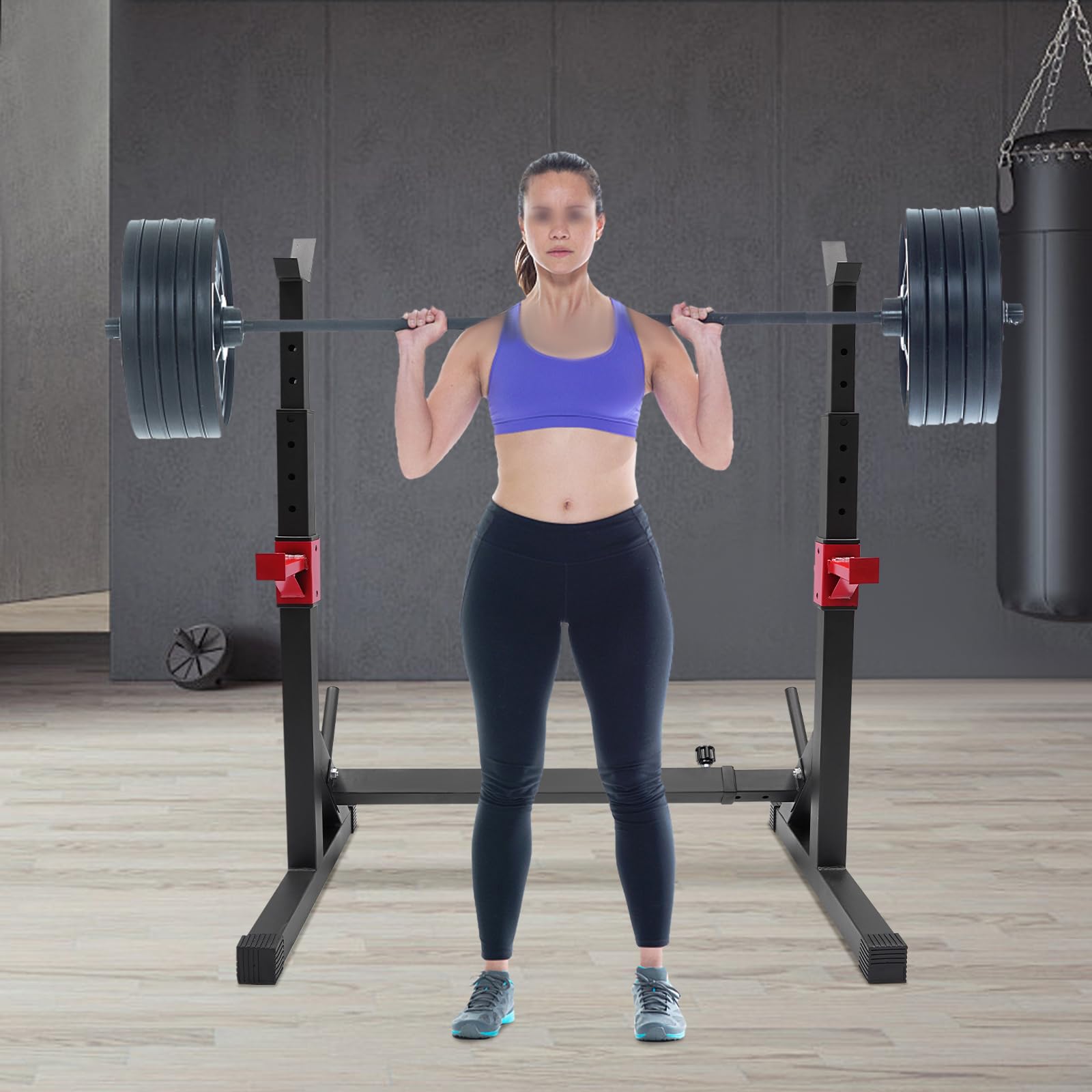 Ripiano per manubri, squat rack, supporto per bilancieri, portata fino a 250 kg, supporto regolabile per bilancieri, per palestra a casa, sollevamento pesi