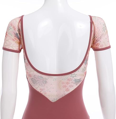 Miniatura 9 de Leotardos de ballet para mujeres adultas con estampado de flores de mariposa sin espalda, leotardos de gimnasia con brasier y prácticas de