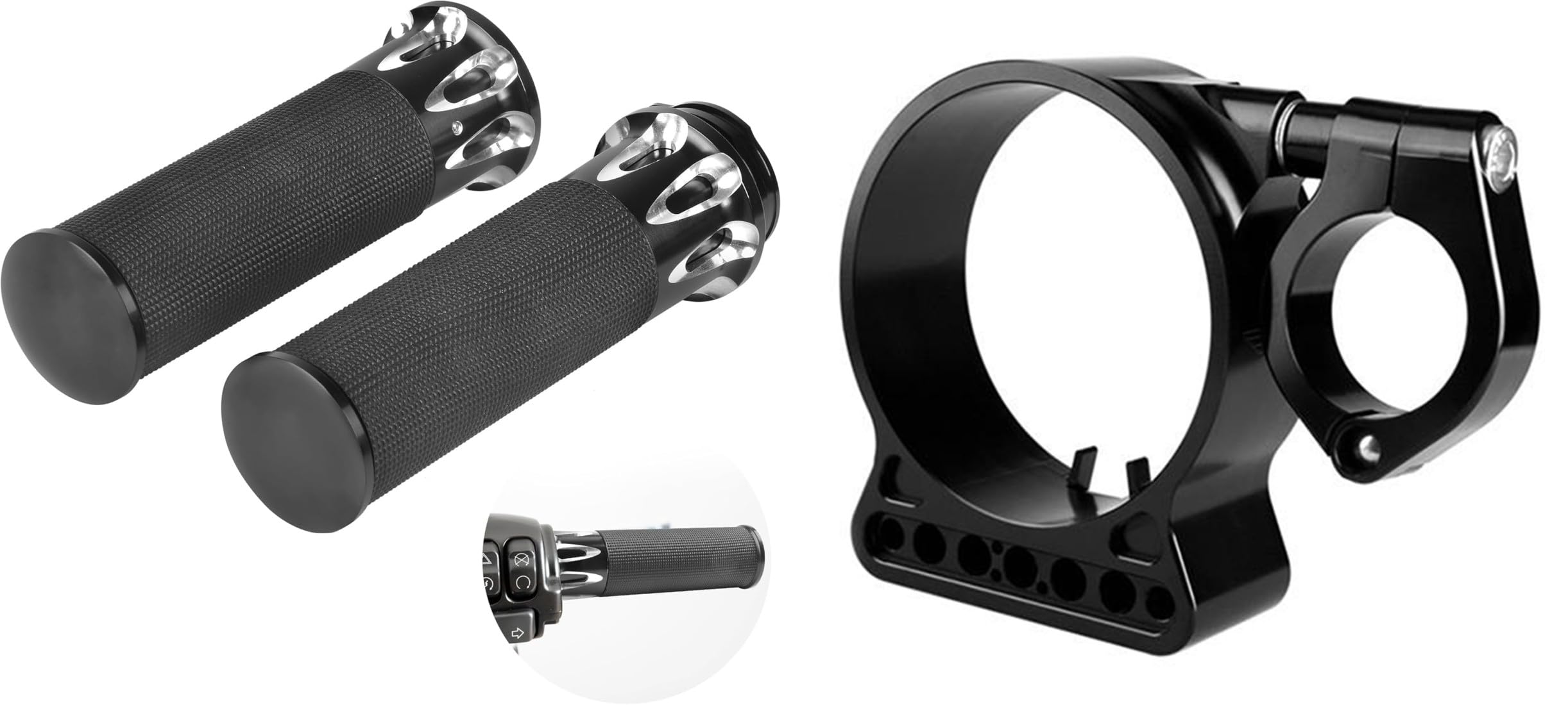 FHV Motorcycle Sportster 883 Accessories,Speedometer Relocator Side Mount Odometer Bracket + B Type Universal Throttle Grips 1" (25mm) Motorcycle Handle Bars Grips for Harley Sportster XL 883 1200