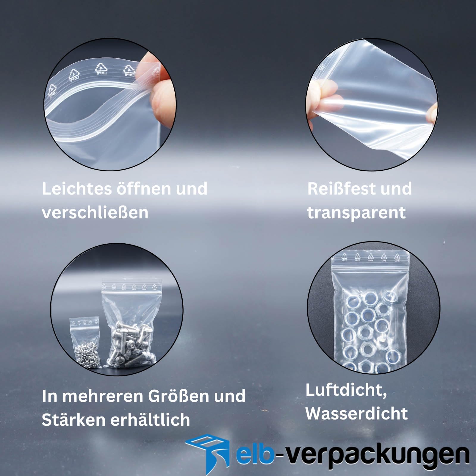 ELB | Druckverschlussbeutel ZIP Beutel mit 90 my Folienstärke - 300 x 400 mm - 500 Stück - Verschlussbeutel - Transparent - Wiederverschließbar - Folienbeutel LDPE