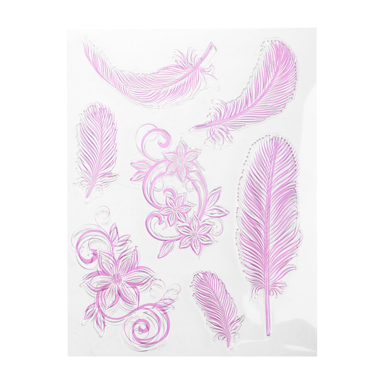 PANGBOER Clear Feather Transparent Stamp Craft Silicone Rubber Scrapbooking Decor Stickers