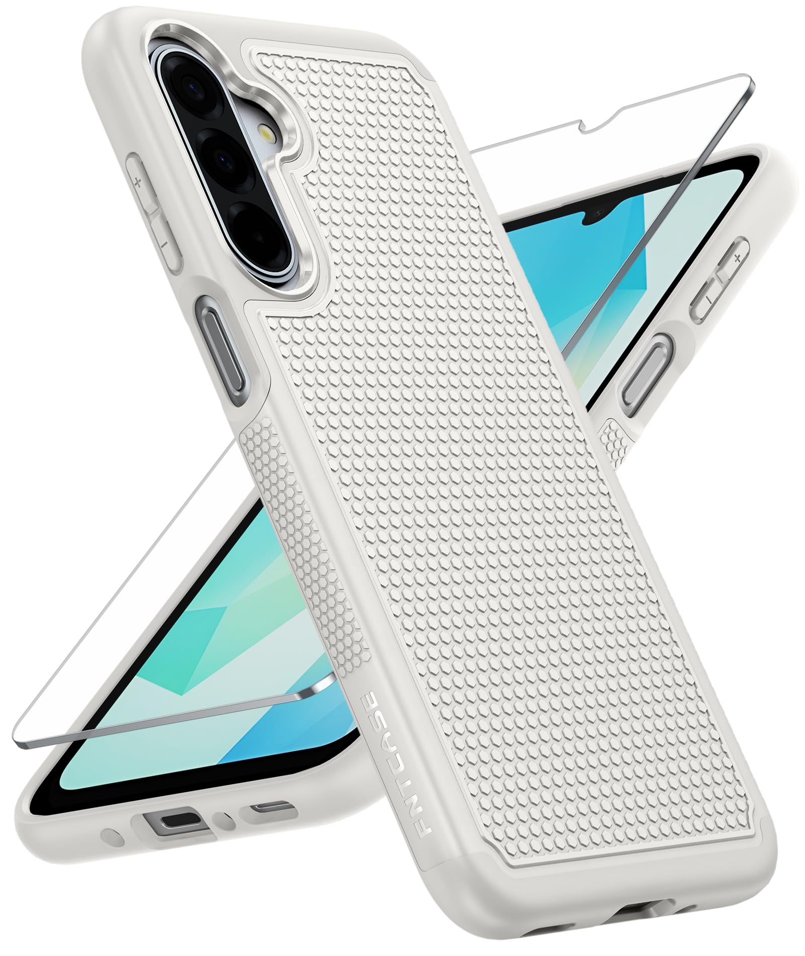 FNTCASE for Galaxy A17/A16 5G Phone Case: Dual Layer Samsung A17 5G Cover | Non Slip Matte Textured Protective Cases With Screen Protector, Military Grade Shockproof Drop Protection, Daily Use, White
