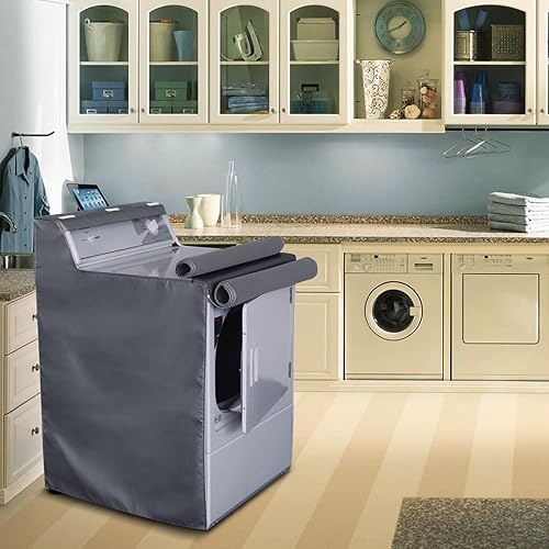 Miniatura 8 de AKEfit Funda para lavadora, diseño de cremallera, apta para lavadora y secadora de carga superior o frontal, impermeable, a prueba de polvo,