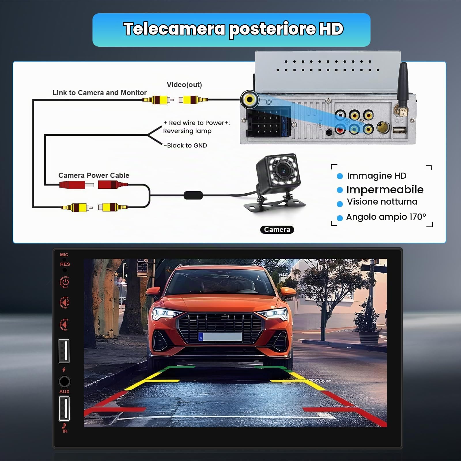Inefala Autoradio 1 Din con CarPlay e Android Auto, Schermo HD Touchscreen da 7 Pollici Stereo Auto Bluetooth con Assistente Vocale Mirror Link Controllo del Volante FM USB AUX-in Retrocamera