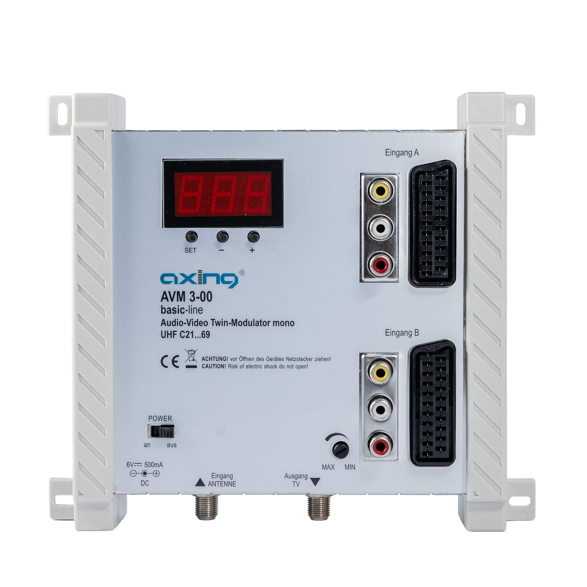 Axing AVM 3-​00 Twin AV-​Modulatore Audio Video mono 2 x UHF due canali