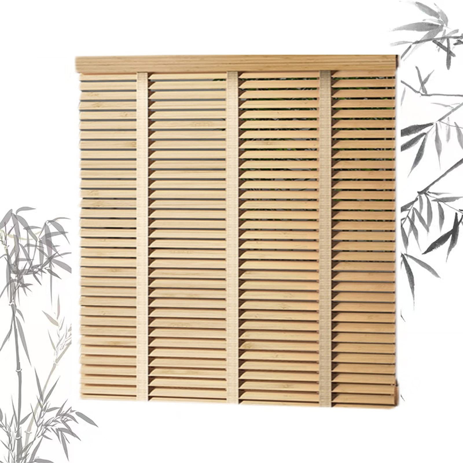 Blackout Venetian Blinds, Solid Wood Window Blinds, Light Filtering Mini Blinds for Windows, Day and Night Roller Shades, Horizontal Venetian Shades, Brown,WxH-150x180cm/59 x 71in — image 1