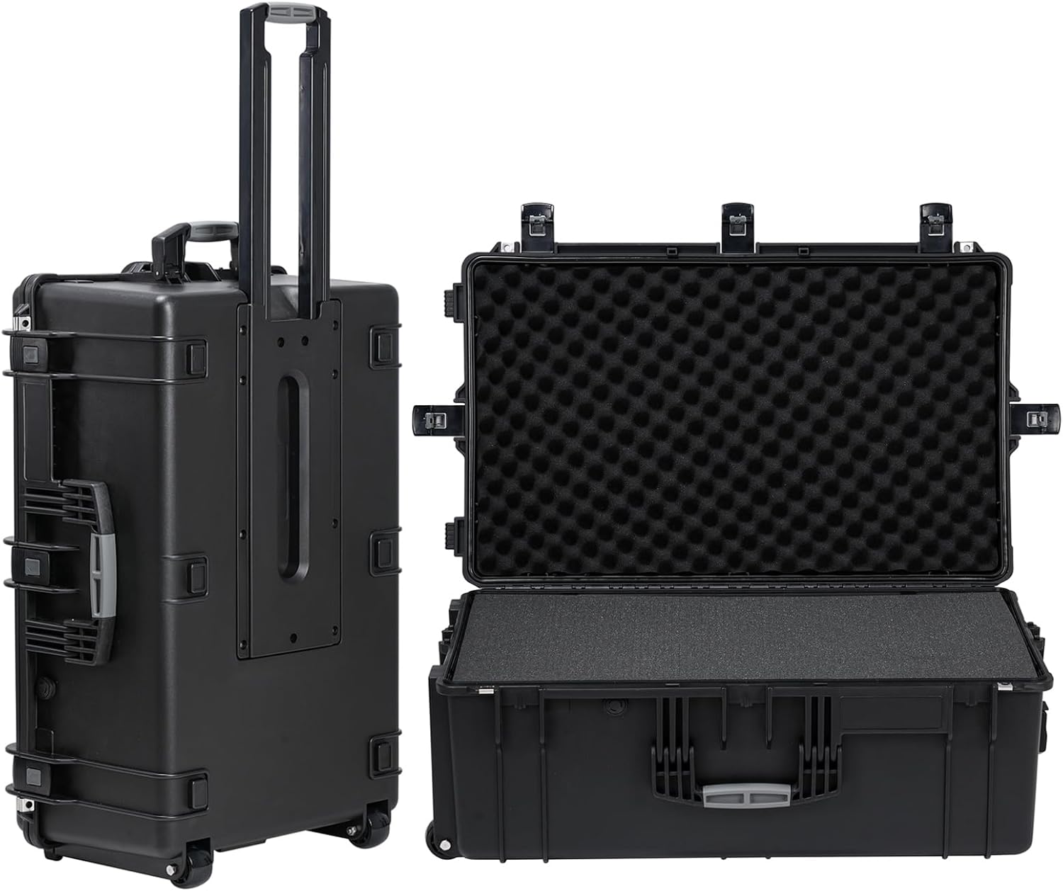 Hard Case with Foam, 32.5 x 20.5 x 13 Inch, Rolling Hard Case with Wheels/Retractable Handle for Equipment, electronic, tool,cameras, Shockproof, Waterproof, Inner 28.94"x17.72"x9.65"
