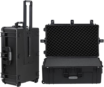 Regetek Rolling Hard Case with Foam, 32.5 x 20.5 x 13 Inch, Rolling Hard Case with Wheels/Retractable Handle for Equipment, electronic, tool,cameras, Shockproof, Waterproof, Inner 28.94"x17.72"x9.65"