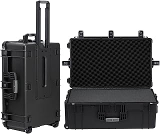 Regetek Rolling Hard Case with Foam, 32.5 x 20.5 x 13 Inch, Rolling Hard Case with Wheels/Retractable Handle for Equipment, electronic, tool,cameras, Shockproof, Waterproof, Inner 28.94"x17.72"x9.65"