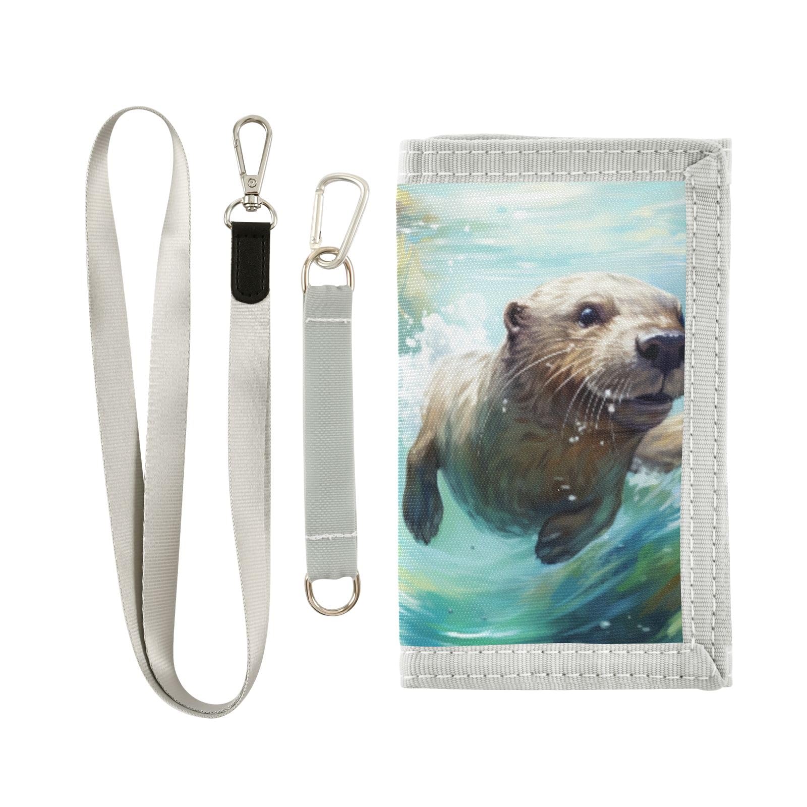 ALAZA Kids Wallets for Boys Girls Toddler Trifold Wallet Children Small Otter 1 with Zipper Coin Pocket