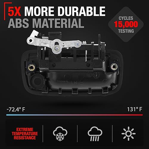 Miniatura 17 de Repuesto de manija exterior para puerta del pasajero delantero, metal mejorado, compatible con Toyota Tacoma 1995-2004, negro texturizado, OEM