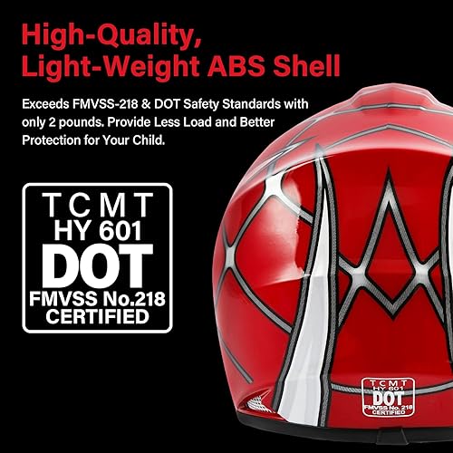 Miniatura 3 de SLMOTO - Casco de motocross para niños y niñas, aprobado DOT, casco para VTT, diseño de araña roja, Casco + Gafas + Guantes