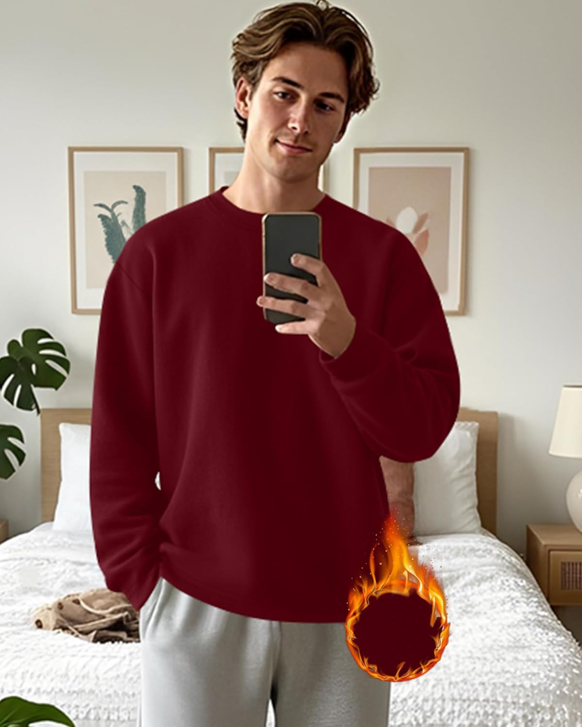 3 Pack Mens Long Sleeve Shirts Crew Neck Thermal T-Shirt Thick Pullover Basic Tops Casual Comfortable Sweatshirt - Image 2