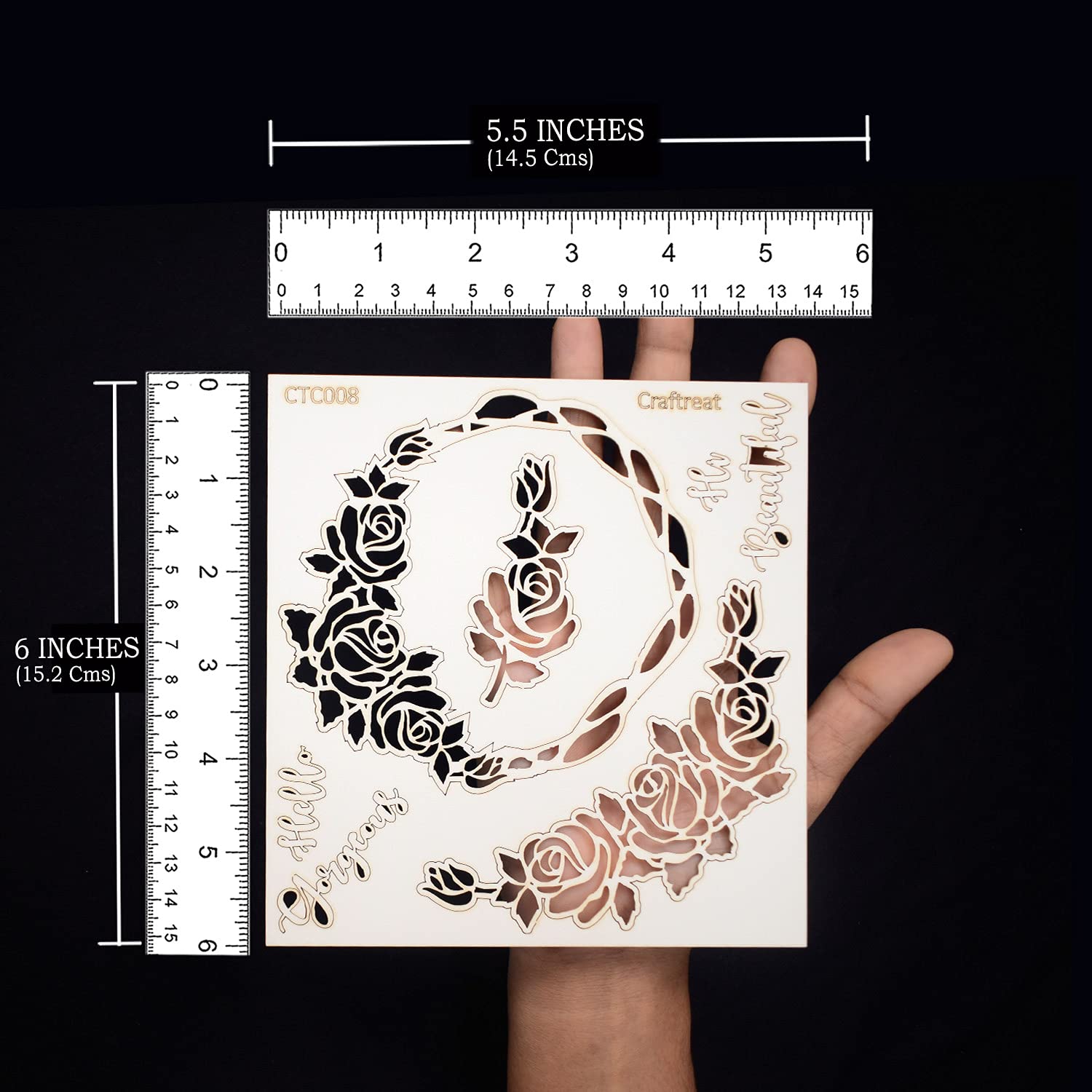 CrafTreat, decorazioni per decorazione biglietti e album di ritagli, con motivo a rosa, in truciolato tagliato al laser per lavori artigianali, decorazioni floreali per scrapbooking