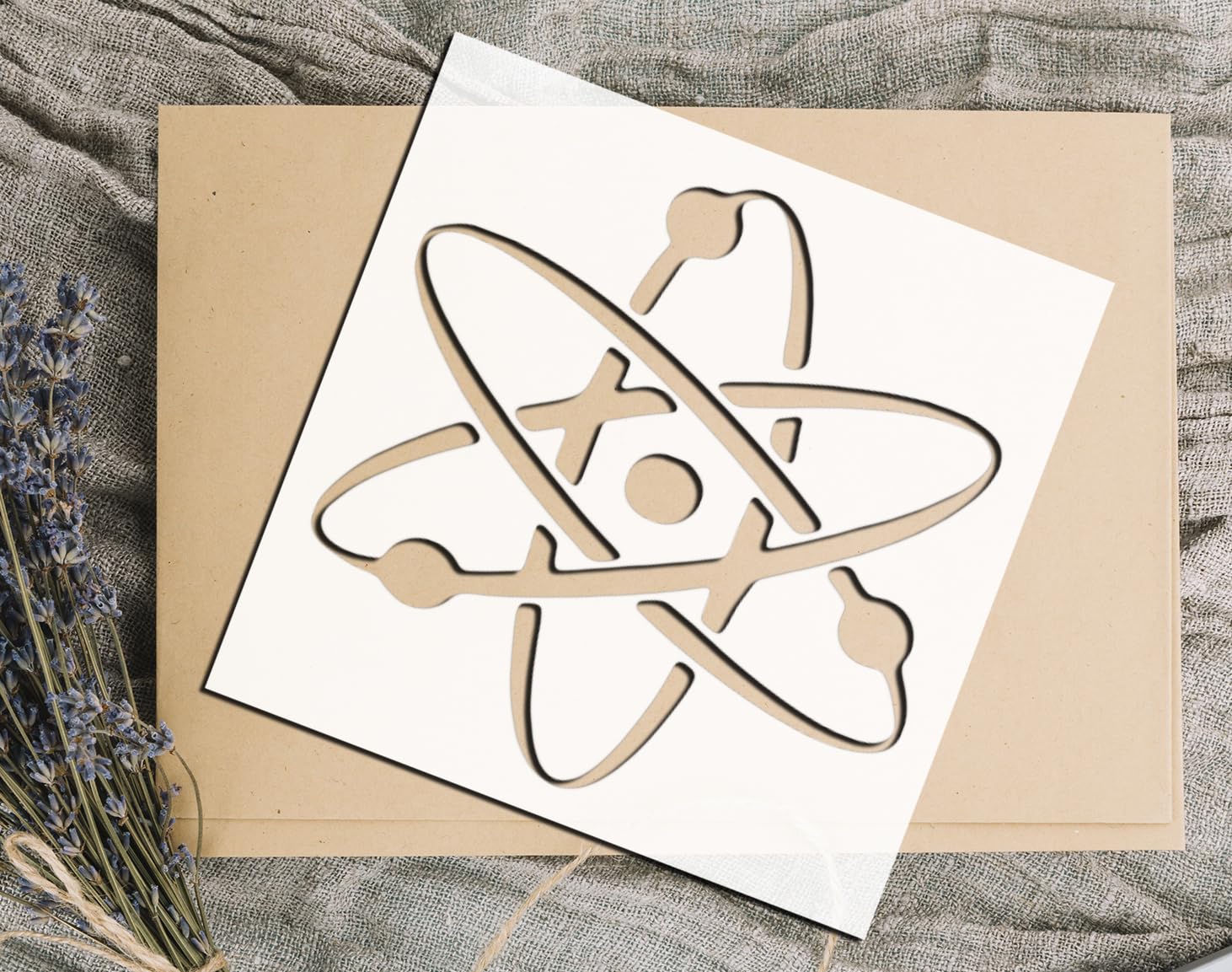 Atom Symbol Stencil - Reusable Science Template for Painting on Wood, Paper, Walls, Classroom Projects, and STEM-Themed Crafts - Image 3