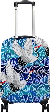 review Travel Luggage Cover Suitcase Protector Fits 29-32 Inch Luggage, Birds Crane Heron Japanese